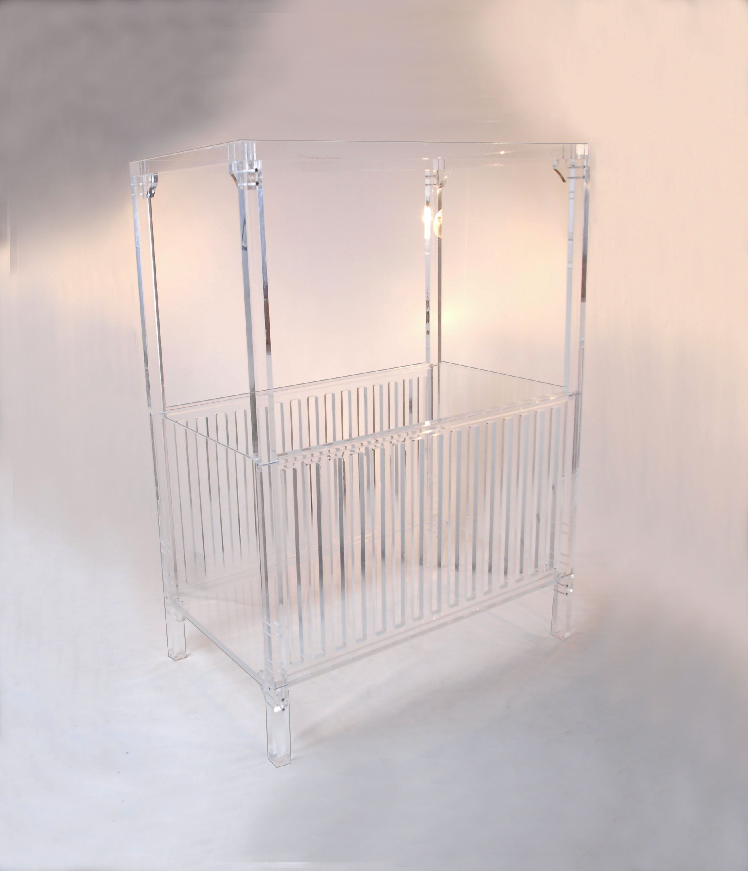 glass baby crib